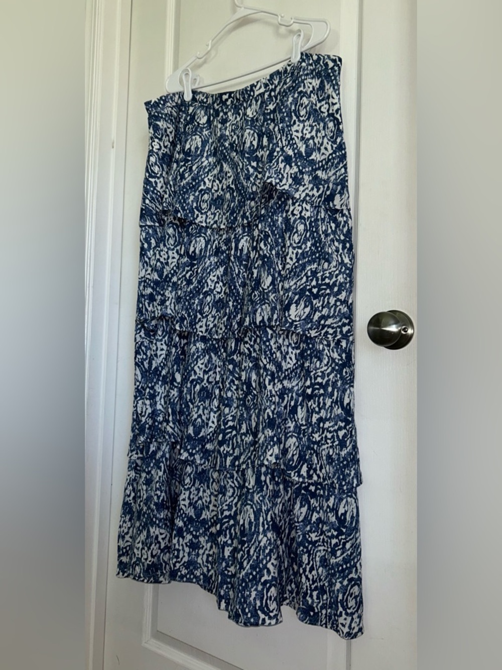 Abercrombie & Fitch XL Tiered Maxi Skirt Indigo Ikat Festival Boho Peasant - Picture 3 of 5